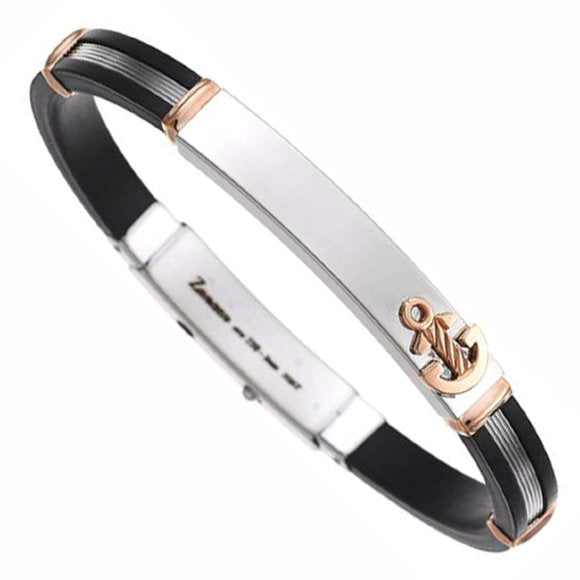 Silver and Black with Anchor Bracelet