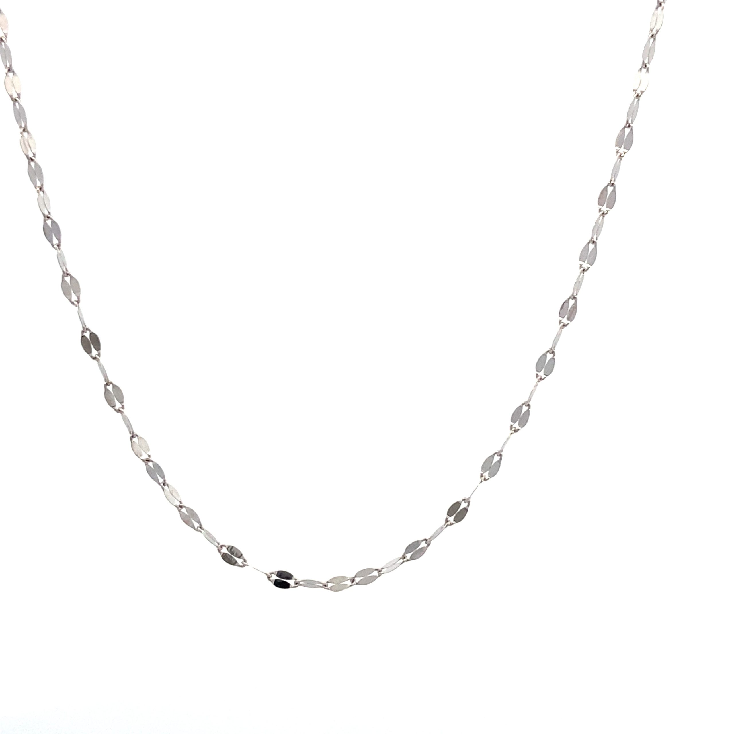 14K White Gold Flat Link Chain