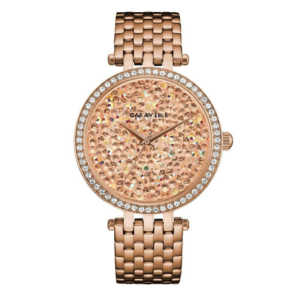 Bulova Women's 44L236 Caravelle Crystal Pave Rose-Tone Stainless Steel Watch