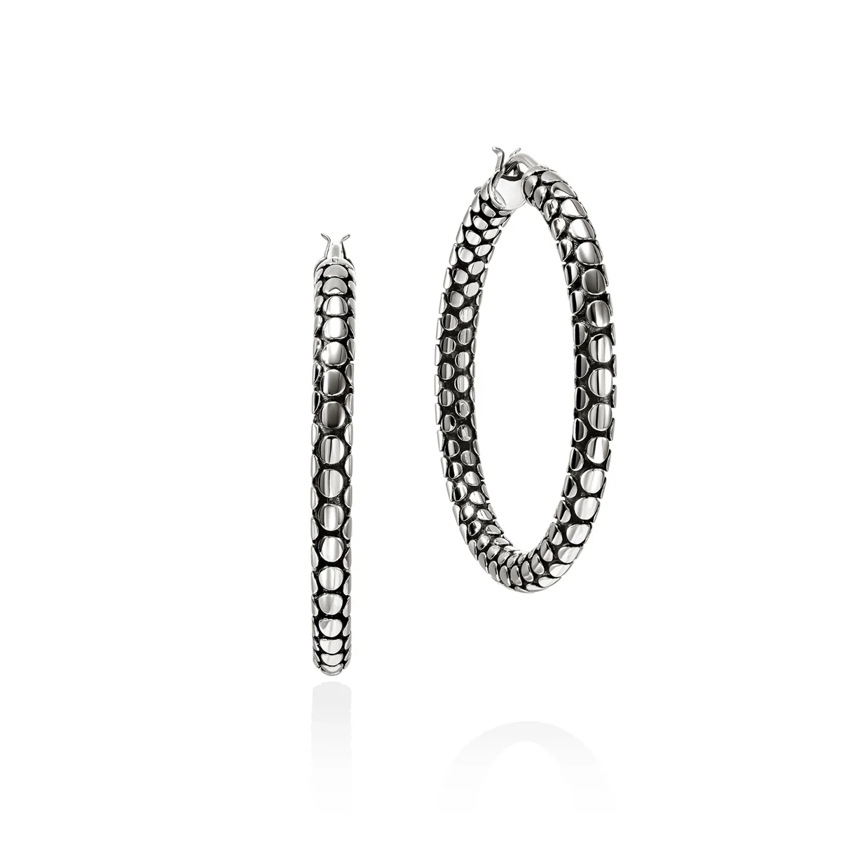 Dot Silver Hoop Earrings