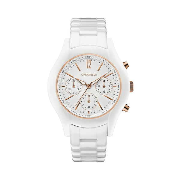 Bulova Women's 45L174 Caravelle Chronograph White Ceramic Watch