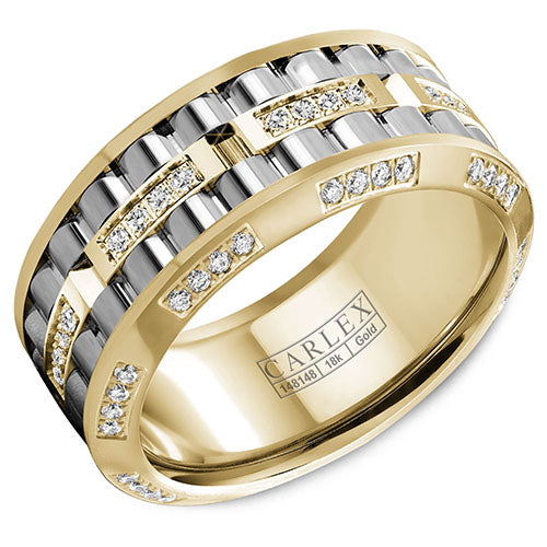 Carlex G3 18k Two Tone Gold Men's Diamond Wedding Band - CX3-0025YWY
