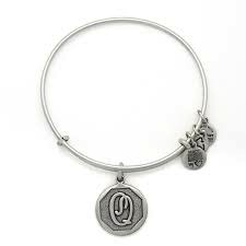 Letter Q Charm Bangle Bracelet (Silver)