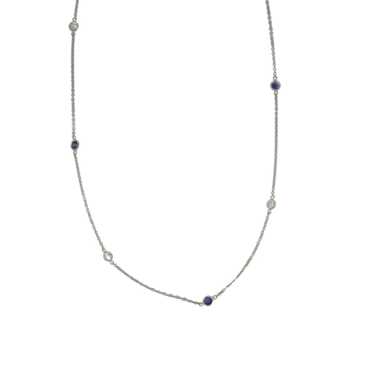 Tenenbaum 18K White Gold Sapphire & Diamonds By The Yard Necklace