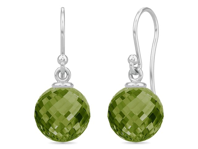Dark Peridot Love Drop Earrings (Silver/Green)