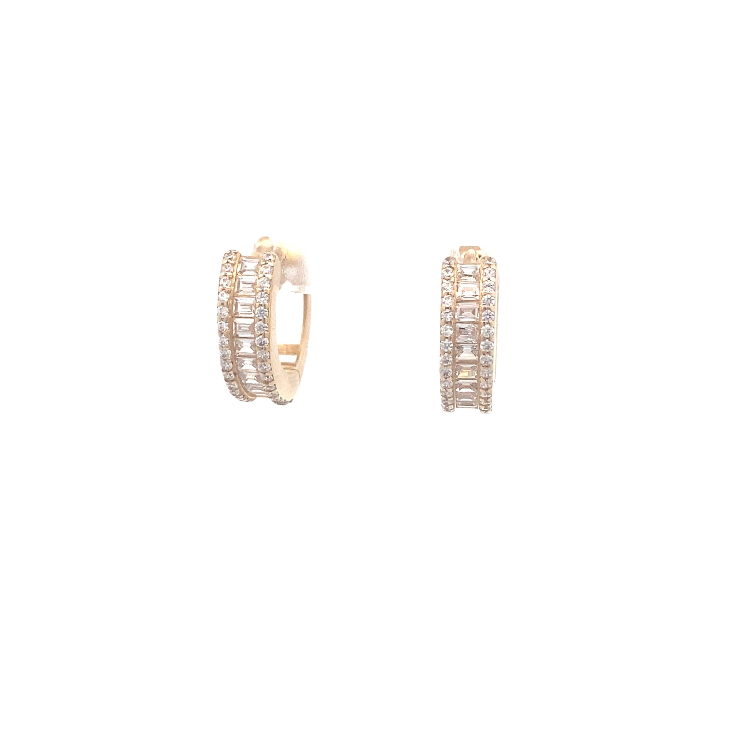 14K Gold Earrings with Baguette CZ