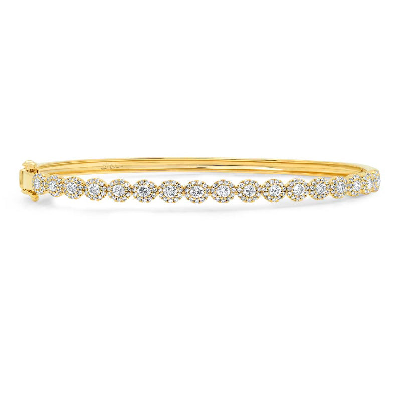 14k Yellow Gold 1.35ctw Diamond Pave Halo Bangle Bracelet - SC55004305ZS