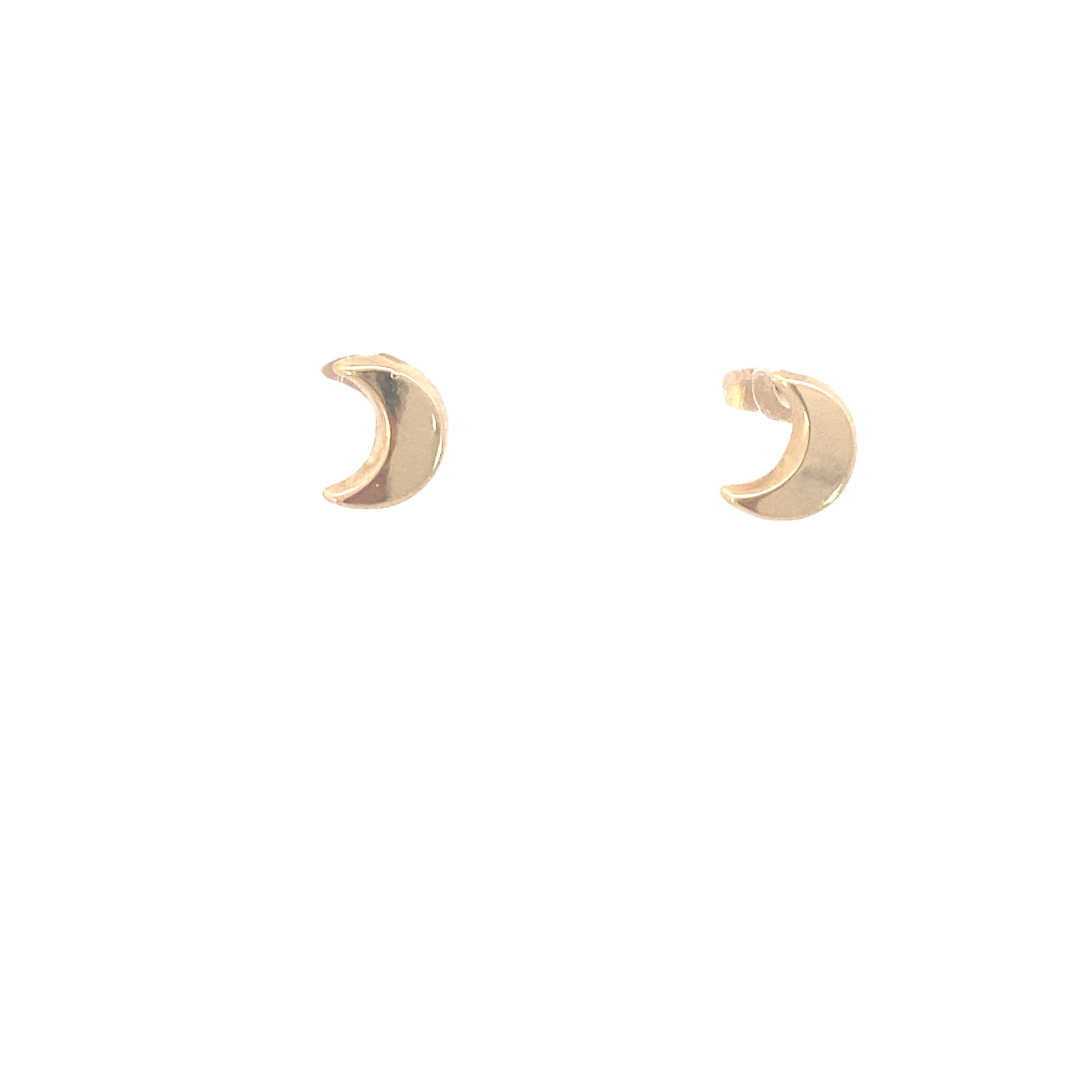 14K Gold Half Moon Stud Earrings