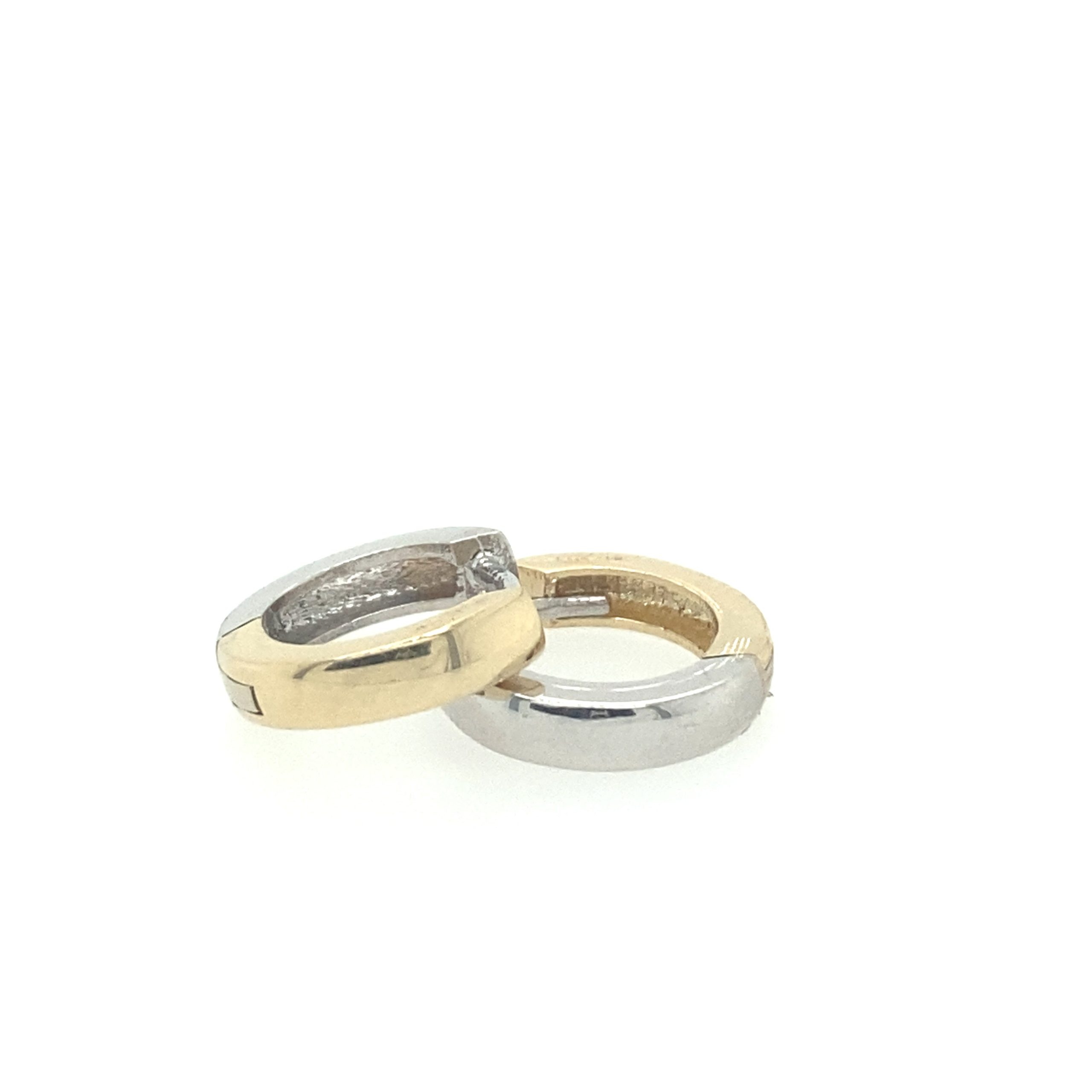 14K Gold Plain Two-Tone Earring Hoop