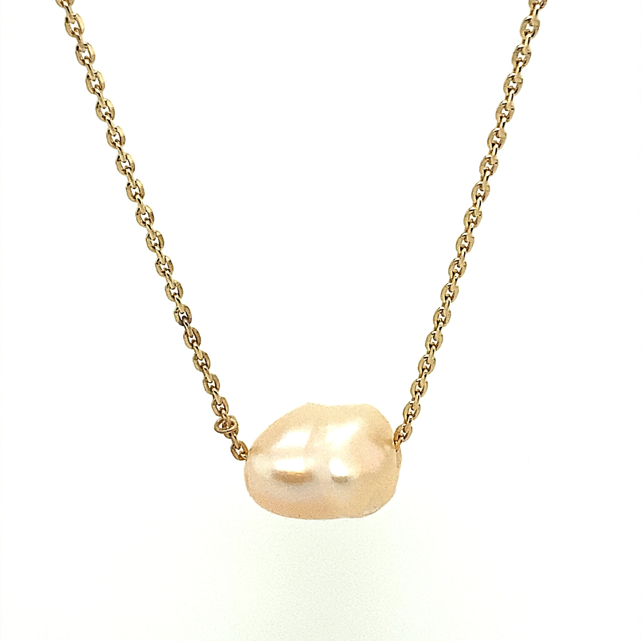 Butterfly Choker Necklace in Silver with Natural Pearl