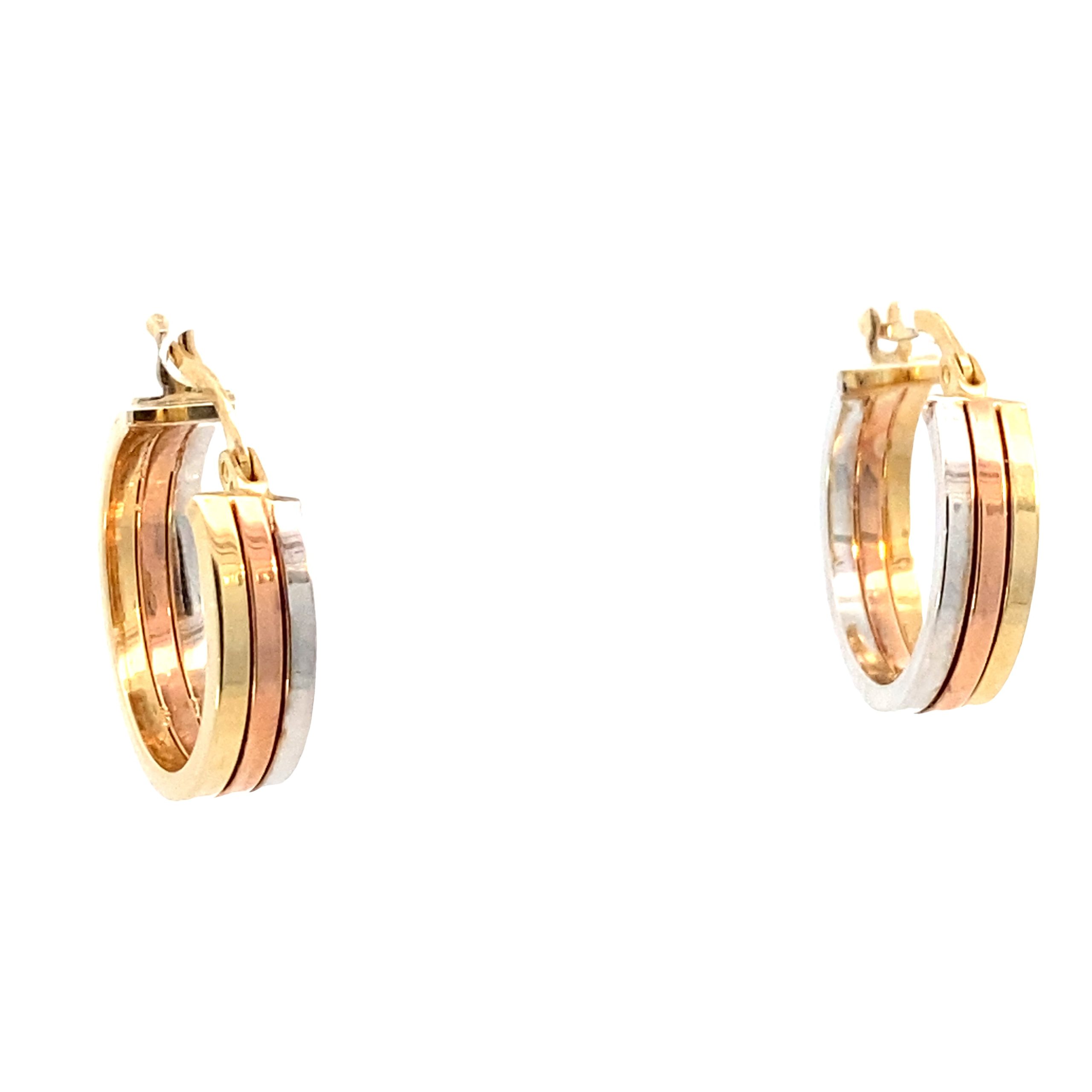 14K Gold Three Tone Line Hoops