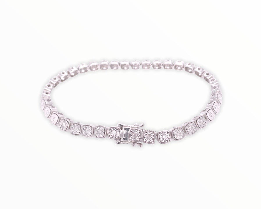 Diamond Cut Sterling Silver Tennis Bracelet