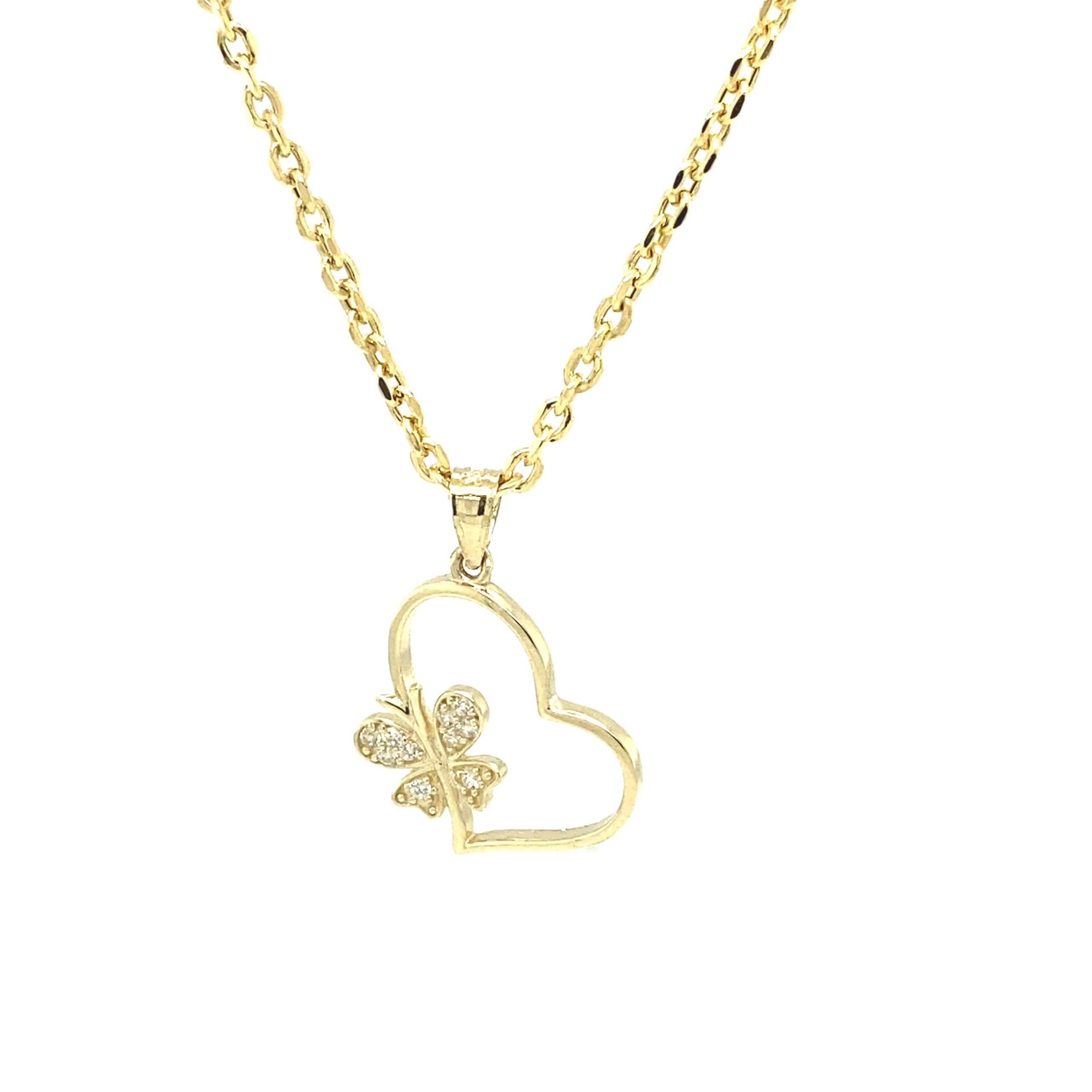 10K HEART SHAPE WITH BUTTERFLY PENDANT