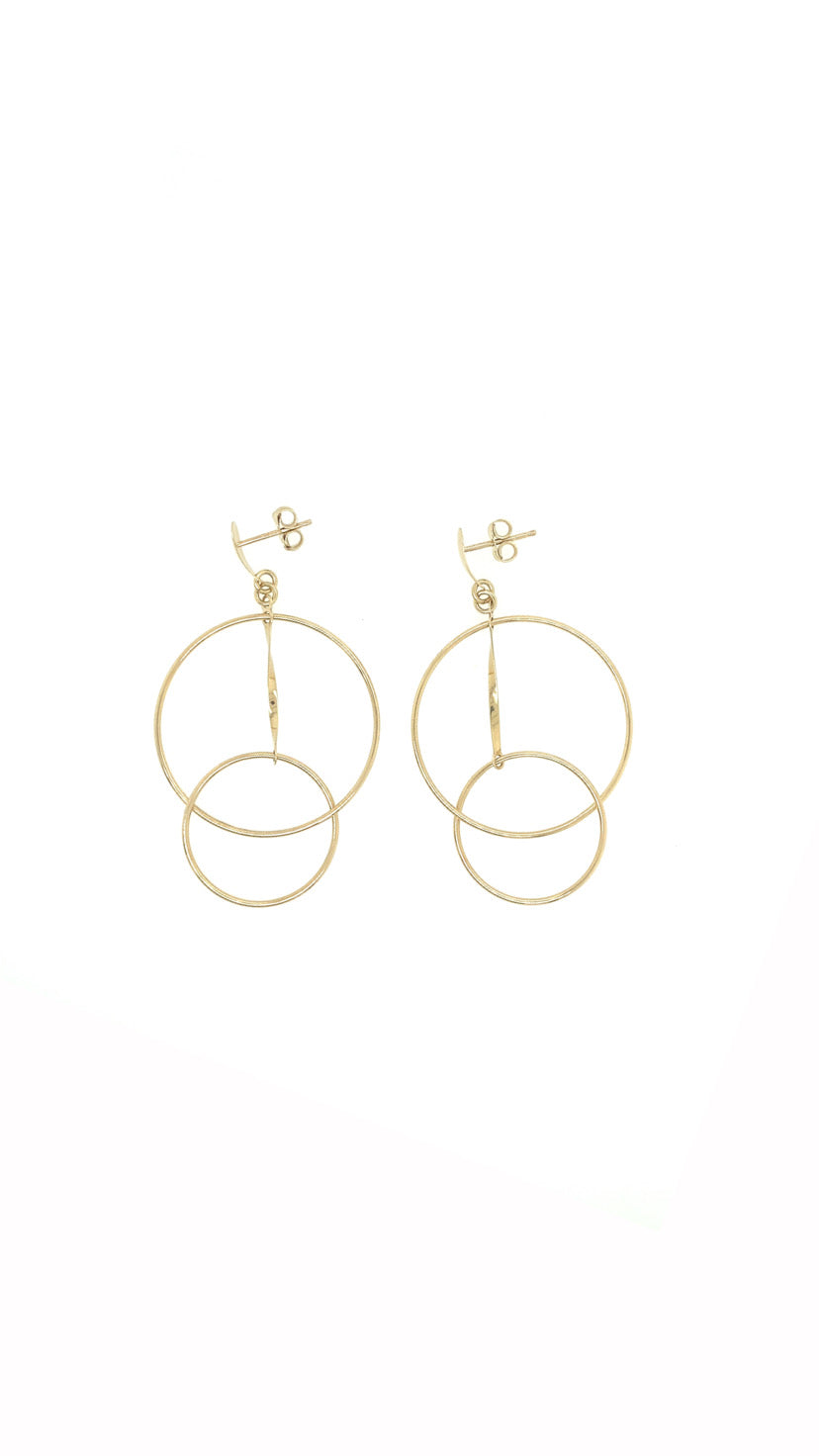 14K CIRCLE LONG EARRINGS