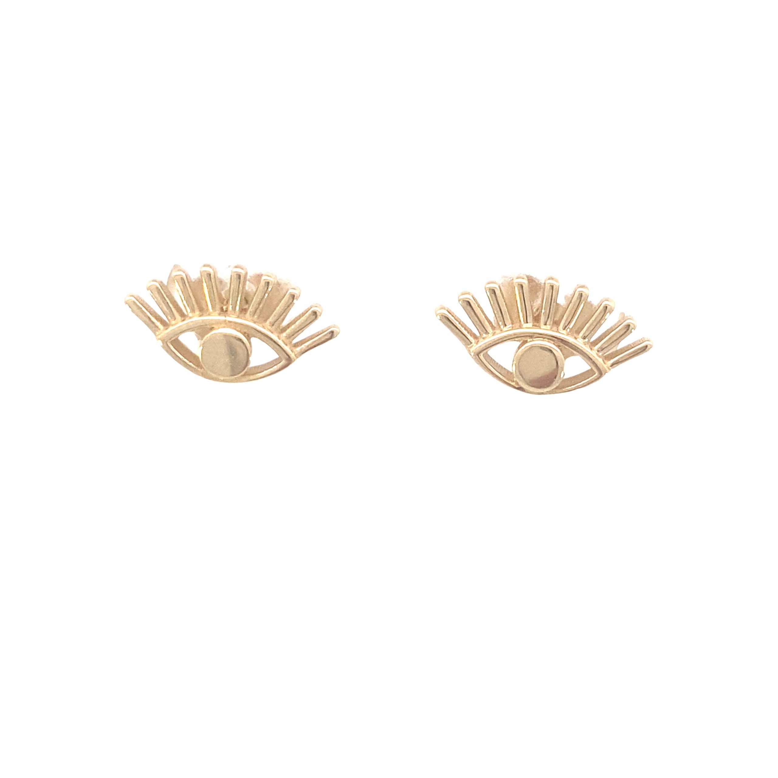 14k Gold Eye Stud Earrings