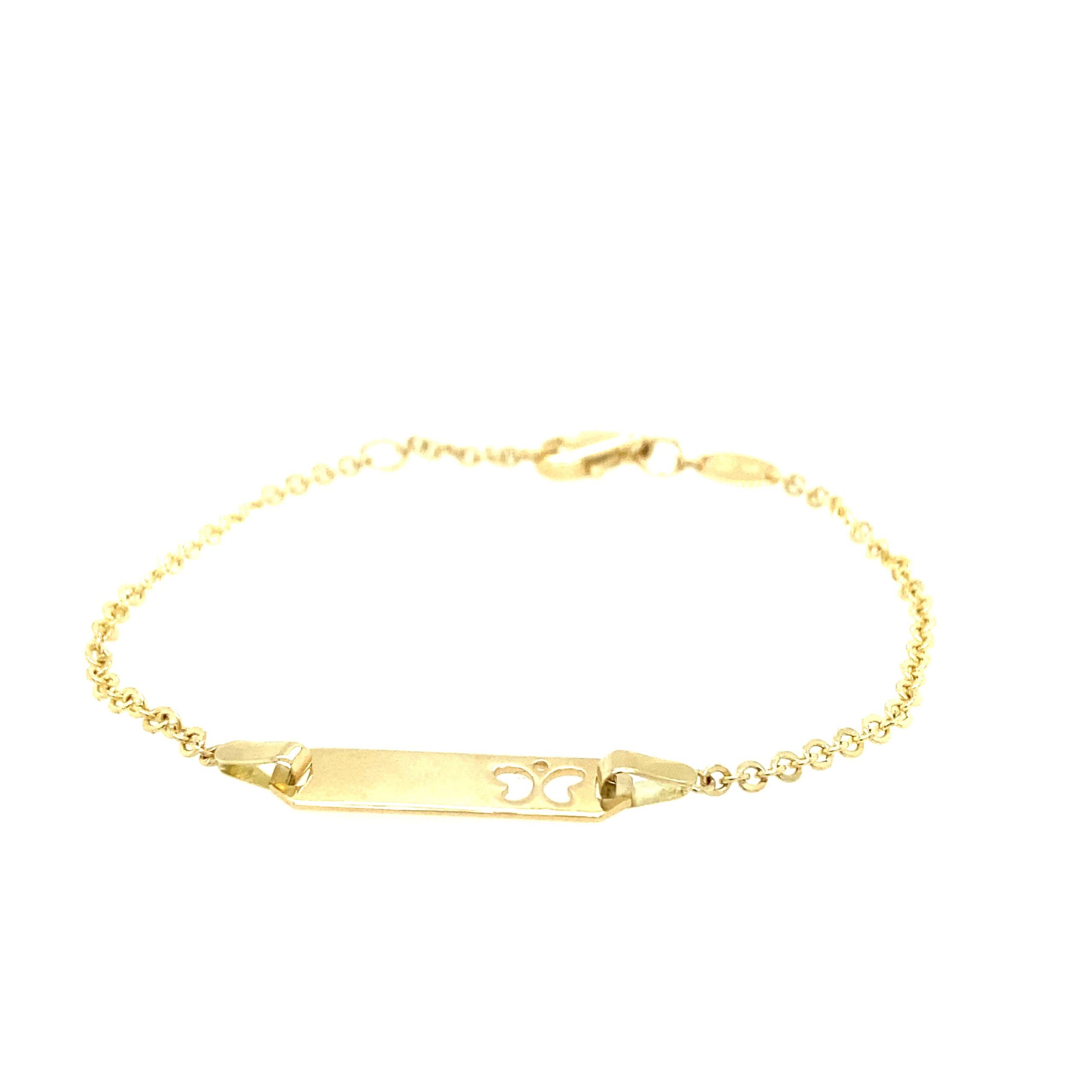 14K Gold Baby Butterfly Engraving Bracelet
