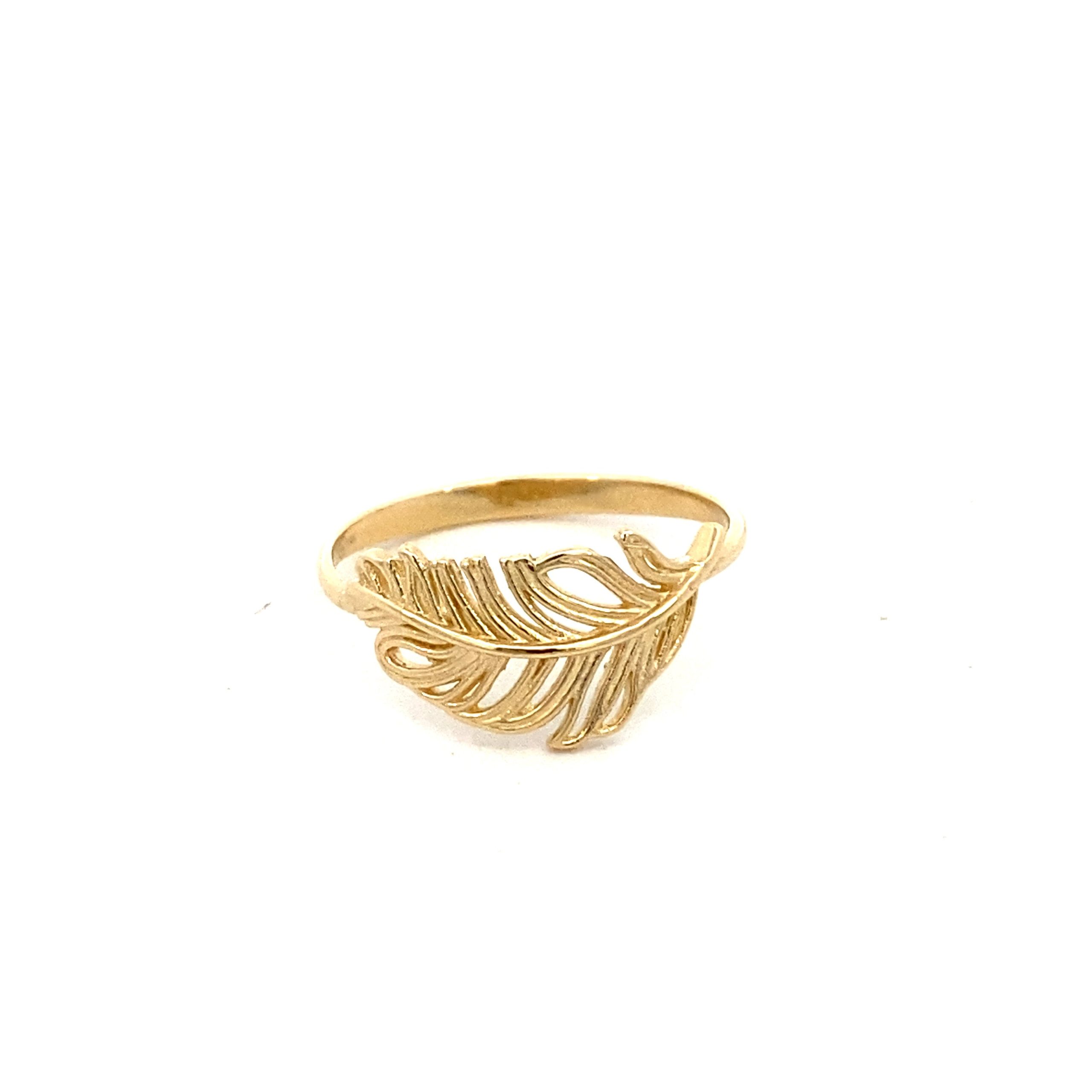 14K Gold Feather Ring