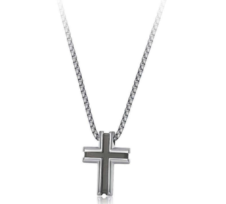 District Cross Pendant Necklace (Silver)