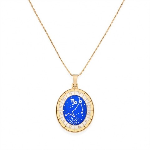 Capricorn Celestial Wheel Pendant Necklace (Gold)