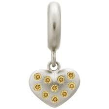 Citrine Million Heart Drop Charm (Silver/Yellow)