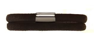 Choco Brown Double Wrap Leather Bracelet (Silver/Brown)