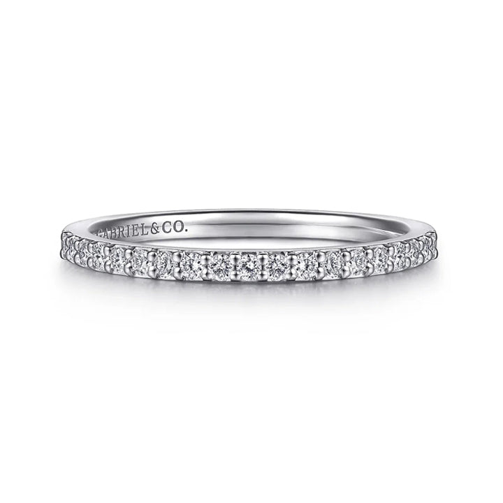Gabriel & Co 14K White Gold Shared Prong Diamond Wedding Band - AN7682W44JJ