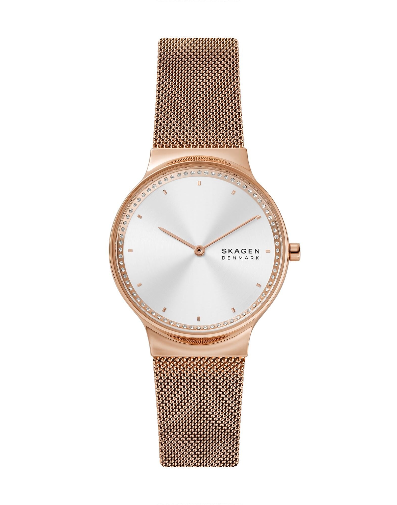 Freja Two-Hand Rose Gold-Tone Stainless Steel Mesh Watch