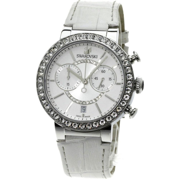 Swarovski Women's 5027127 Citra Sphere Chronograph White Leather Watch
