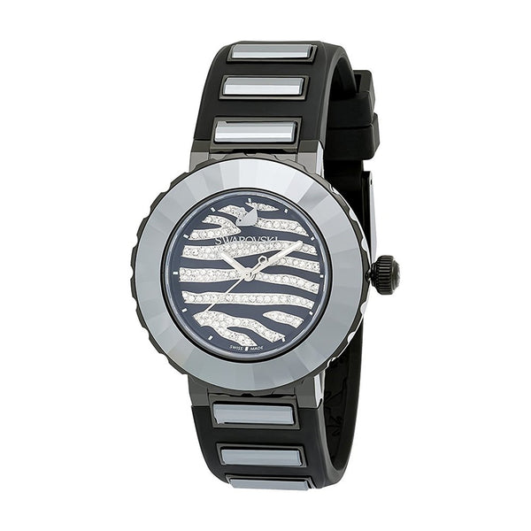 Swarovski Women's 5040563 Octea Zebra Crystal Black Silicone Watch