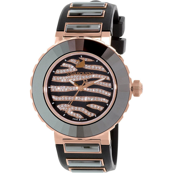 Swarovski Women's 5080197 Octea Zebra Crystal Black Silicone Watch