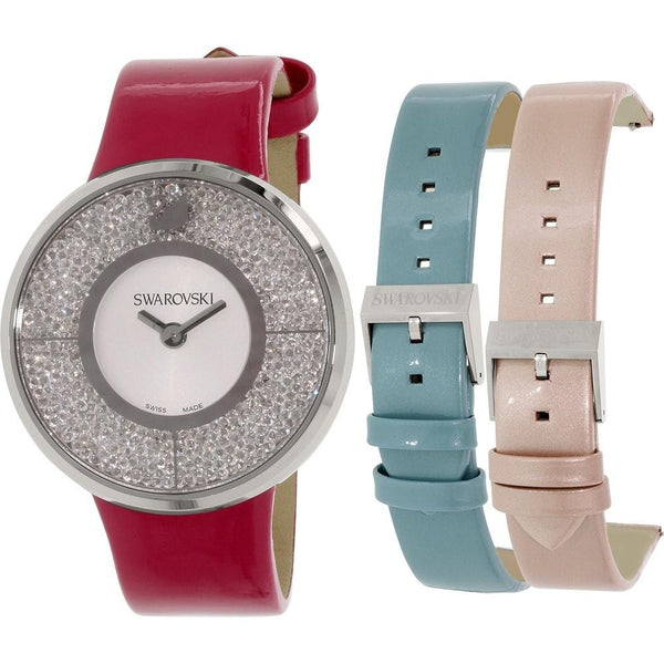 Swarovski Women's 5096698 Crystalline Interchangeable Straps Crystal Pink and White Leather Watch
