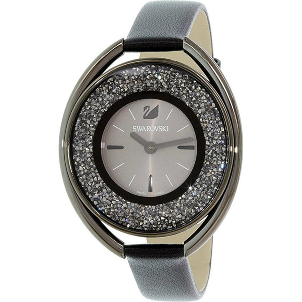 Swarovski Women's 5158517 Crystalline Crystal Black Leather Watch