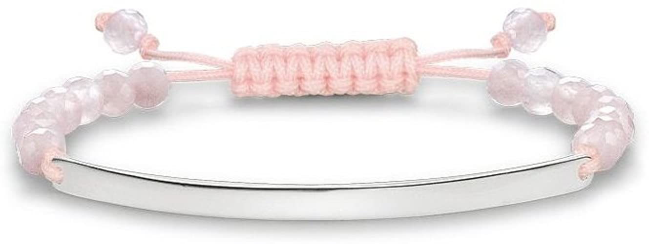 Glam Love Bridge Rose Quartz Stones Nylon Bracelet (Silver/Pink)