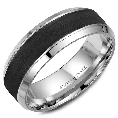 Bleu Royale 14k White Gold Men's Wedding Band- RYL-064W75-M10