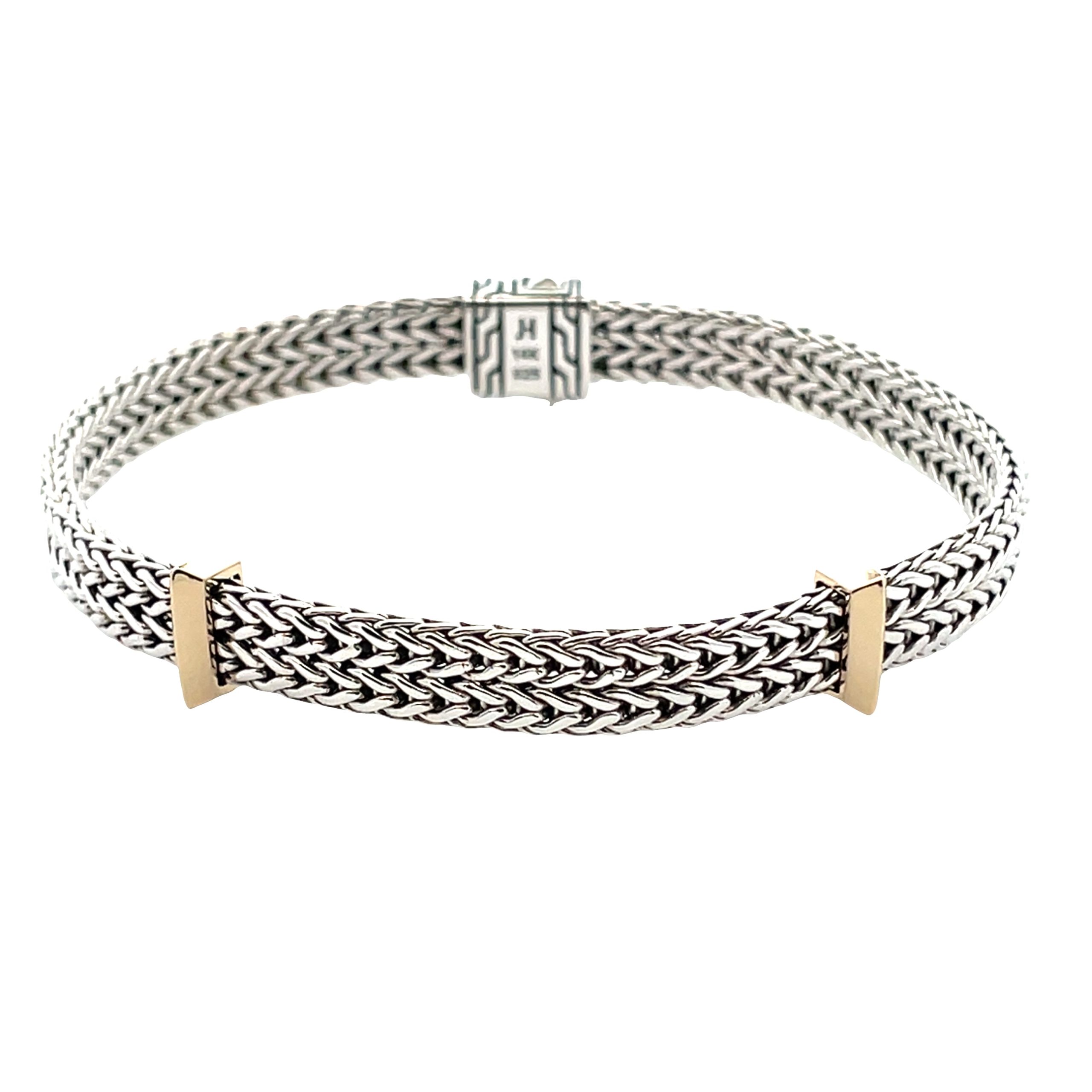 Two-Tone 14K/Sterling Silver 6mm Icon Link Flat Chain Bracelet