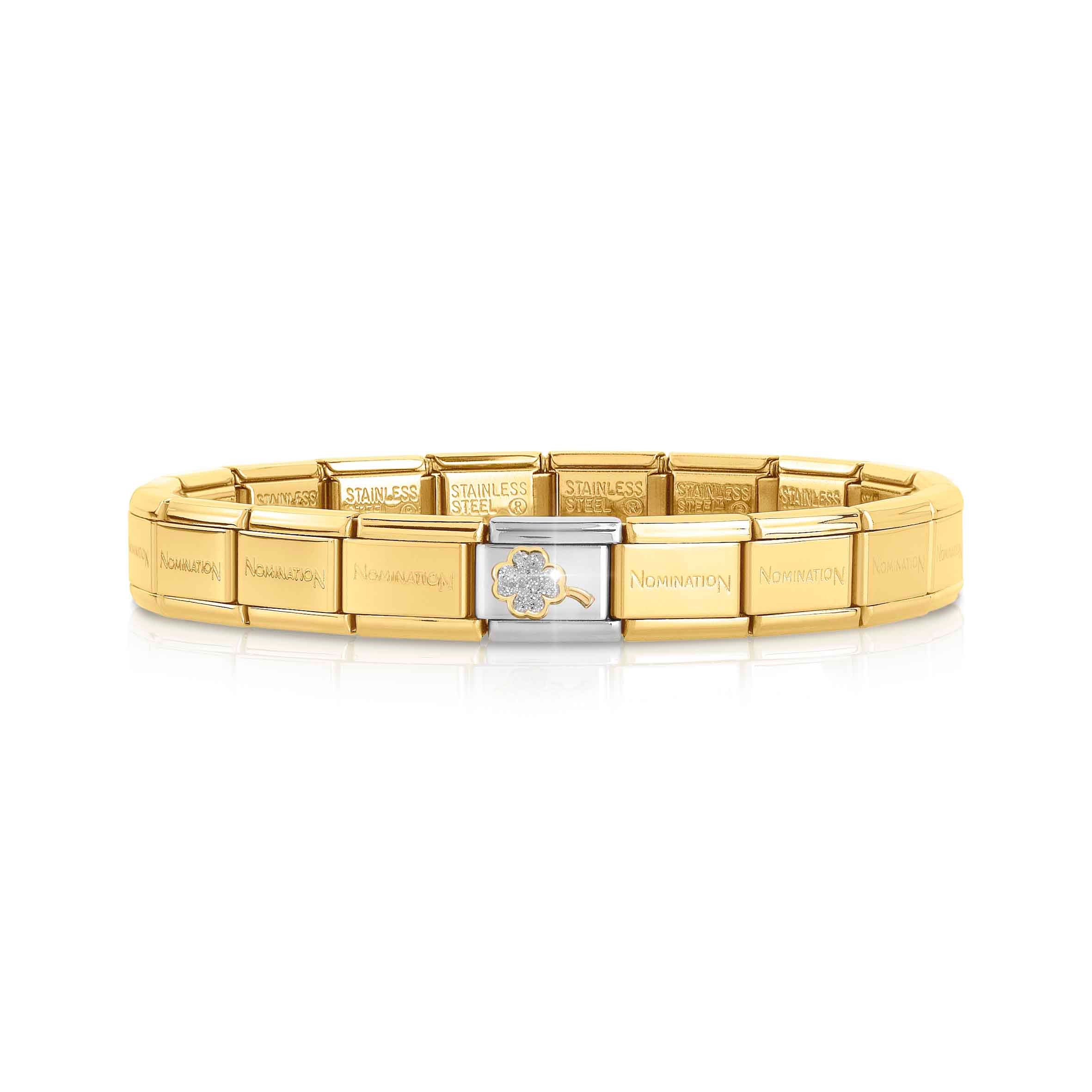 Golden Classic Composable bracelet, Glitter Clover