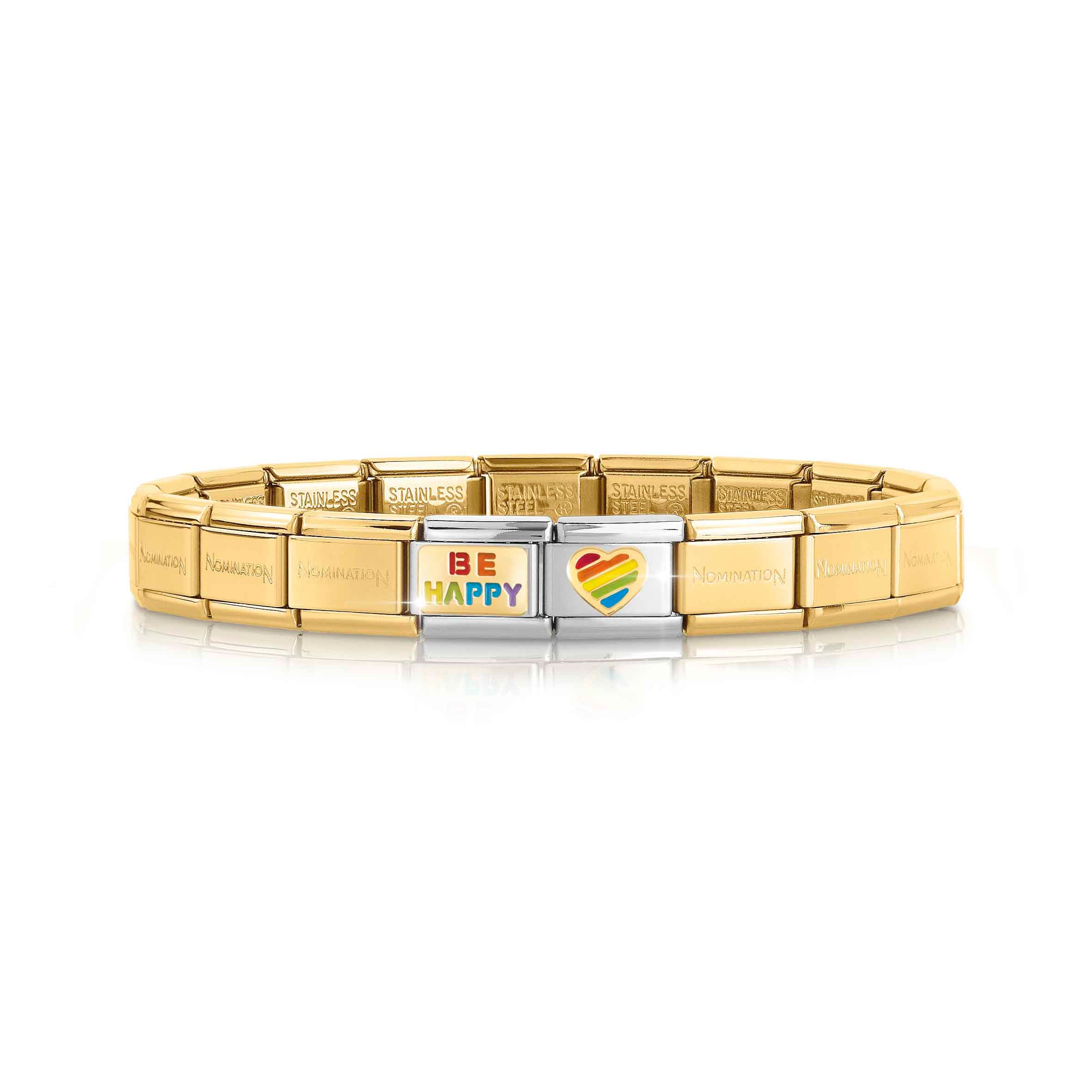 Golden Classic Composable bracelet, Rainbow symbols