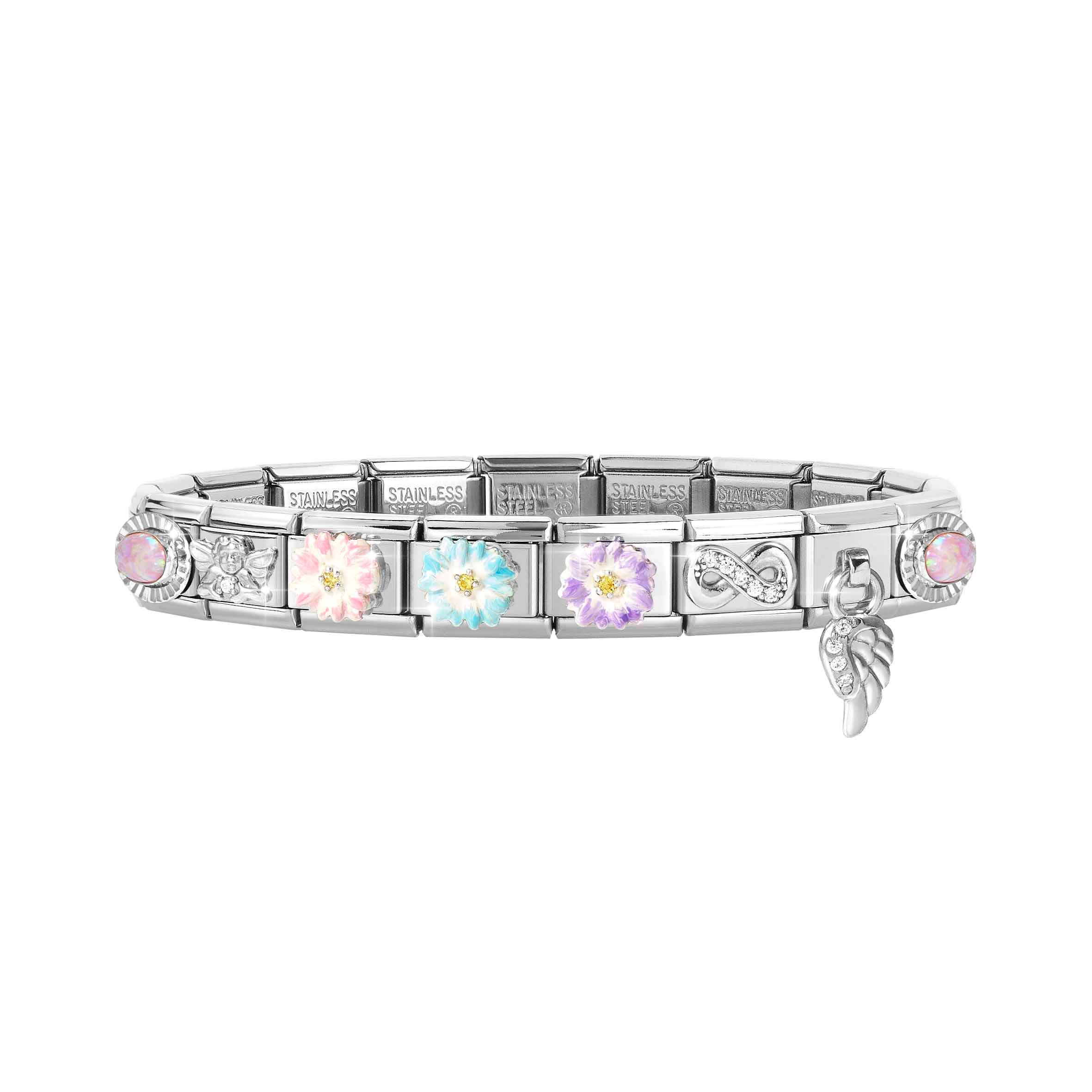 Composable Classic Bracelet, Sterling silver, Cubic Zirconia with Flowers