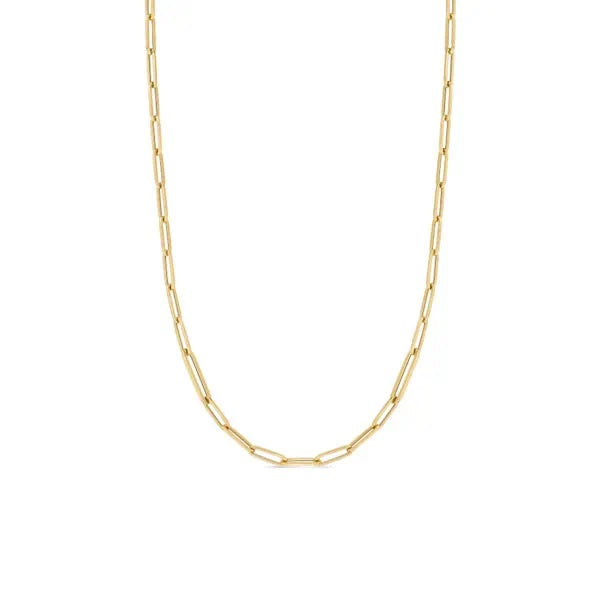 18K DESIGNER GOLD ALTERNATING SIZE PAPERCLIP LINK CHAIN