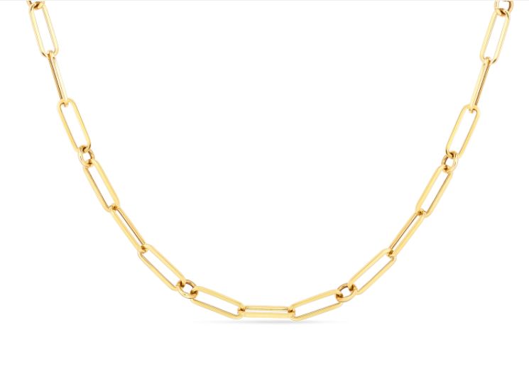 ROBERTO COIN 18K YELLOW GOLD 17 INCH PAPER CLIP NECKLACE