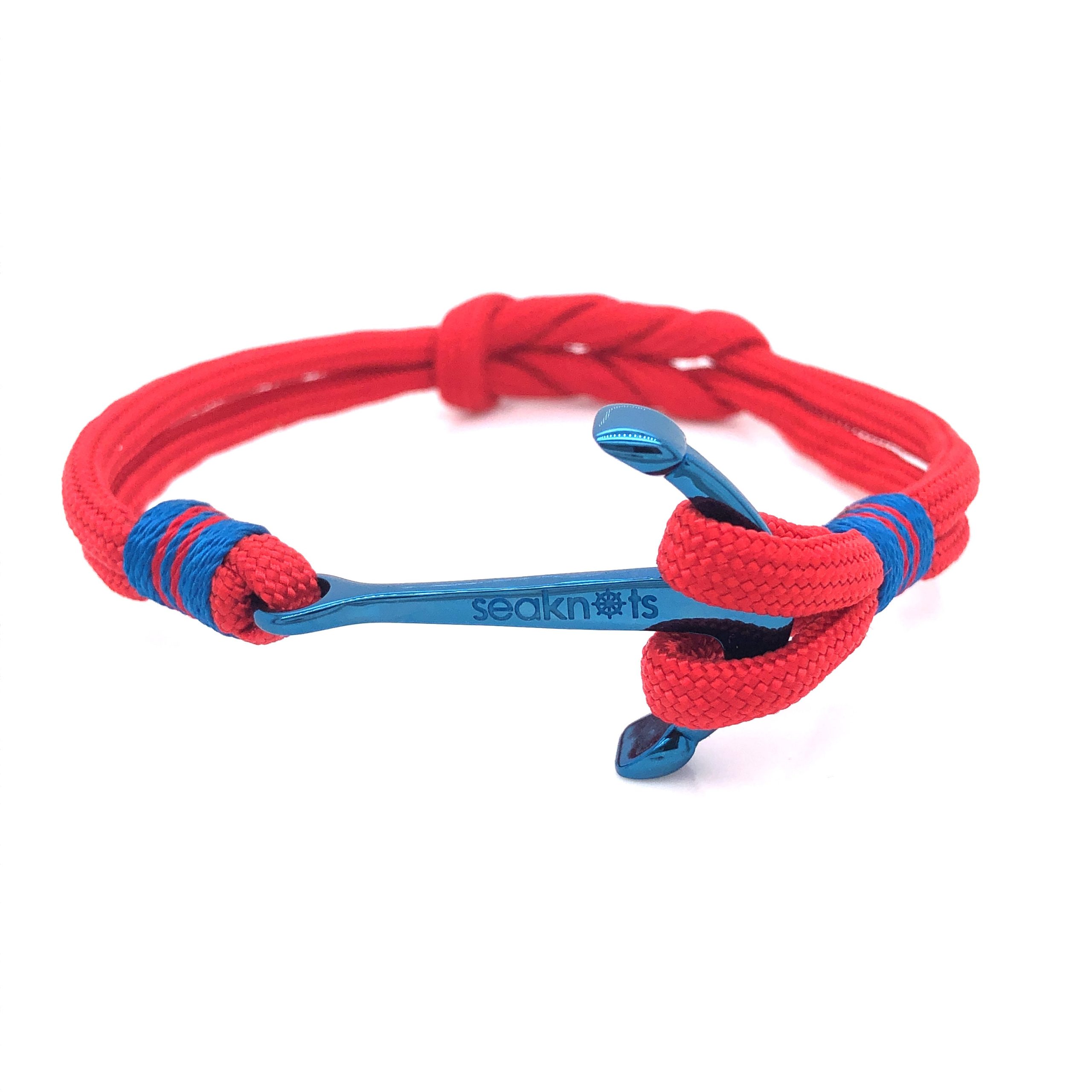Red Double Cord with Blue Anchor Bracelet (Red/Blue)