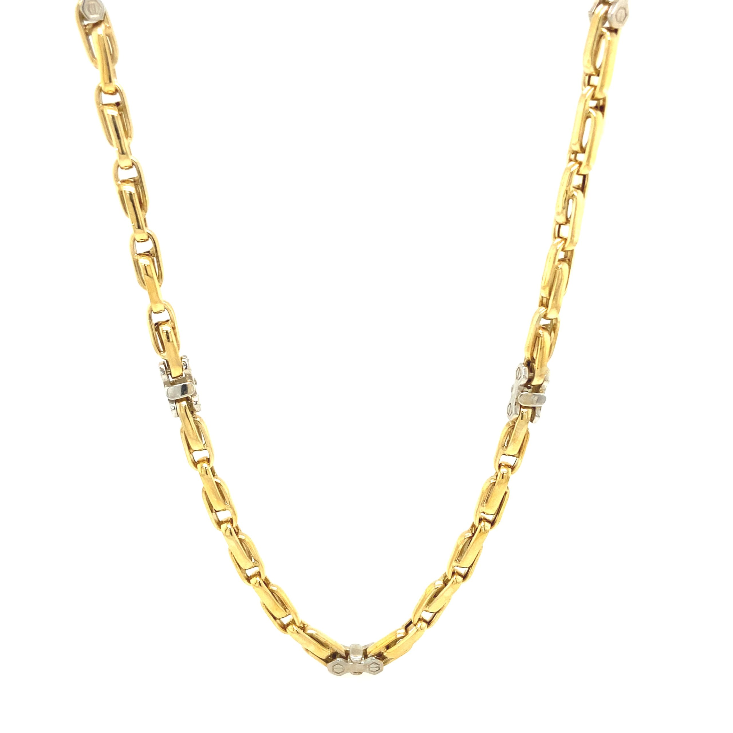 14K FANCY NAIL LINK 2-TONE CHAIN