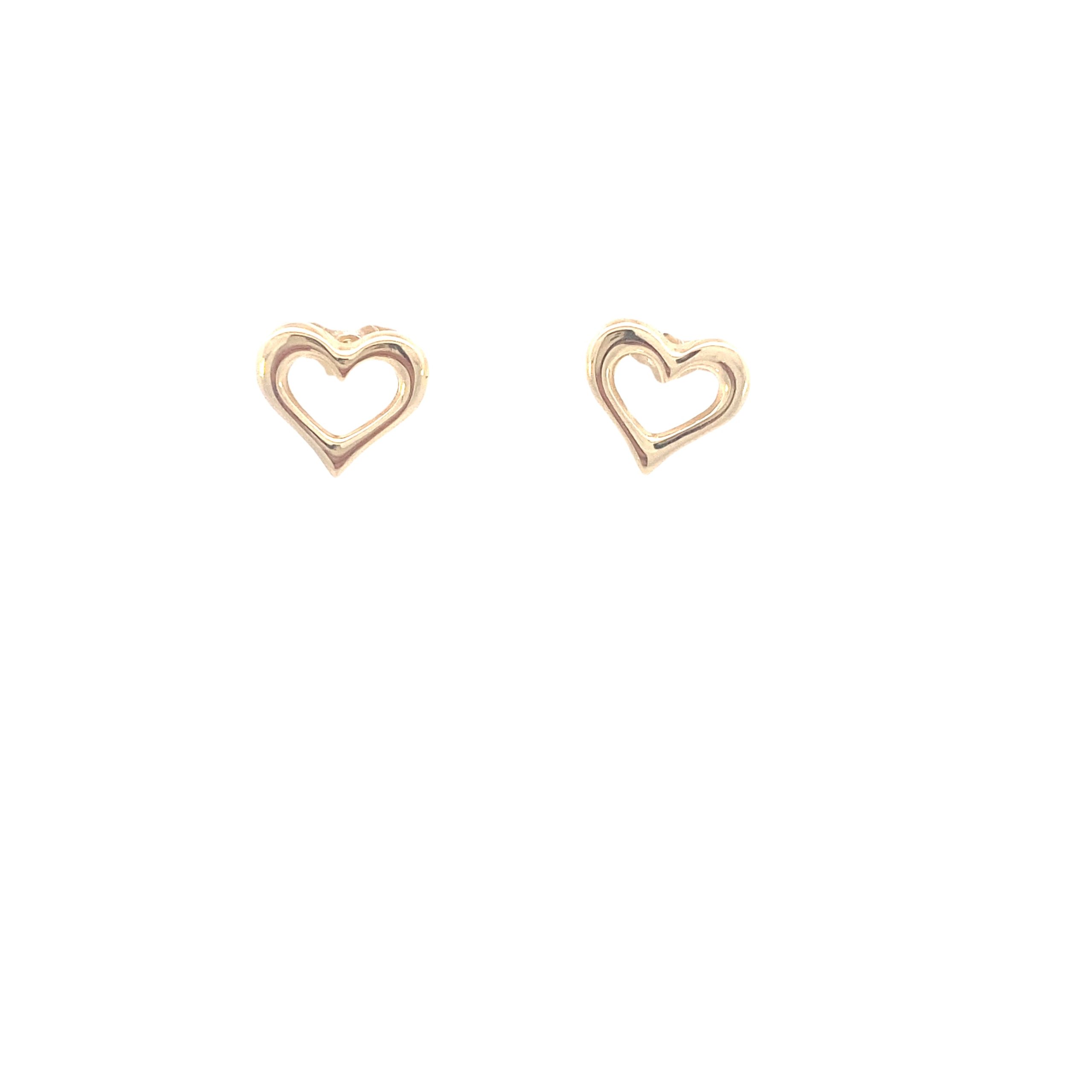 14K Gold Open Heart Stud Earrings