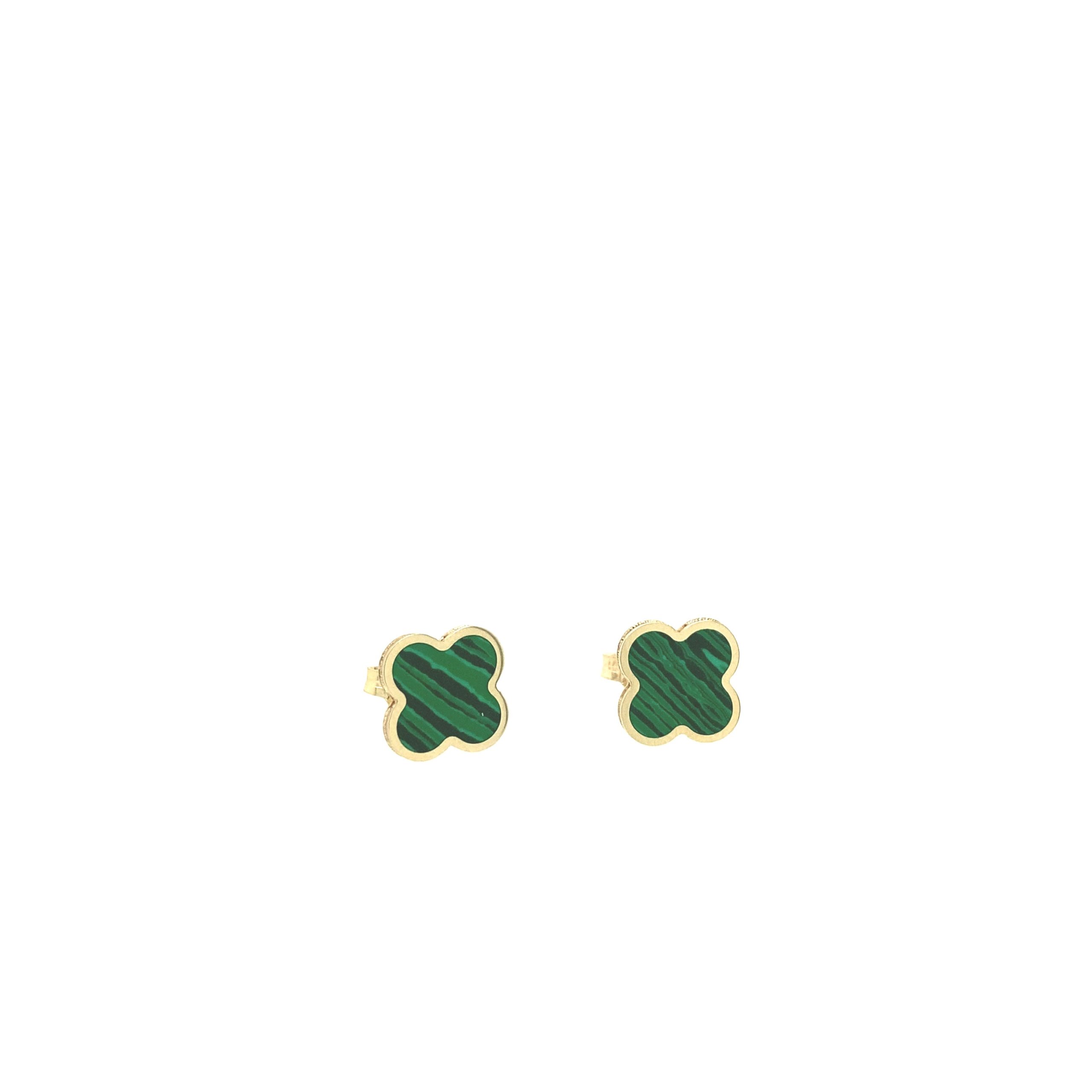 14K Gold Malachite Stud Earring