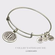 Letter H Charm Bangle Bracelet (Silver)