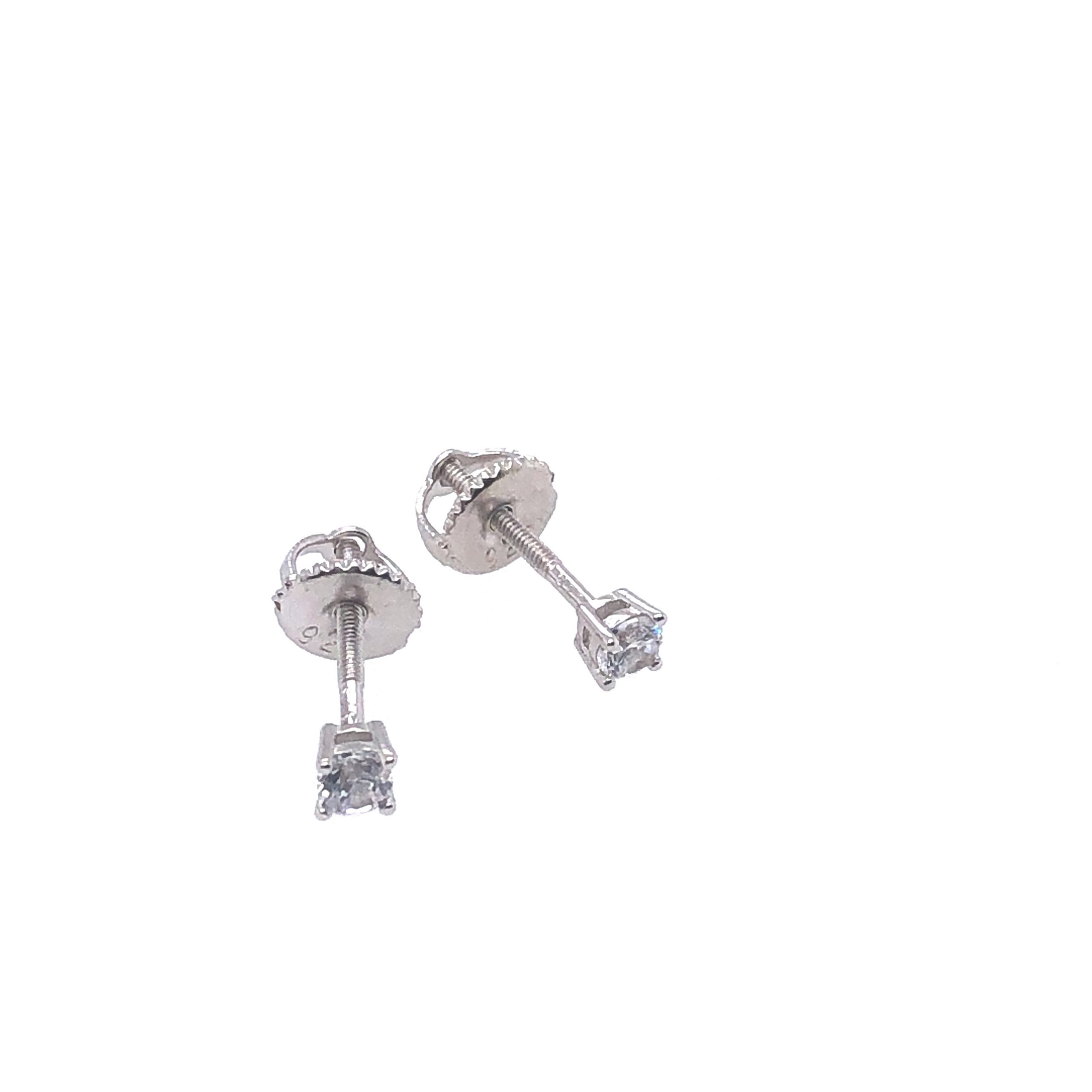 Small Sterling Silver Round Brilliant Cut Stud Earrings