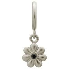 Black Flower Dream Dot Charm (Silver/Black)