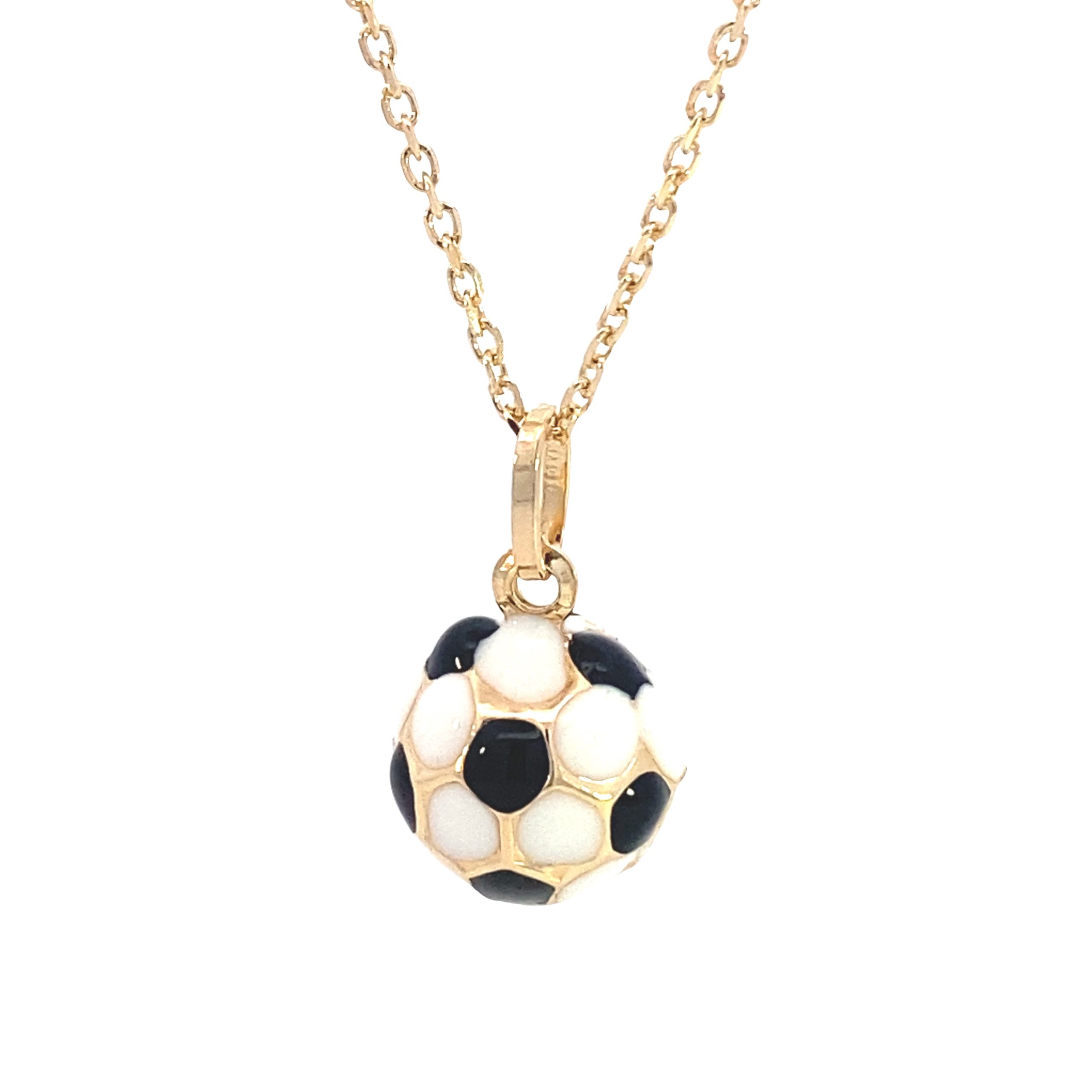 14K Gold Soccer Pendant with Enamel