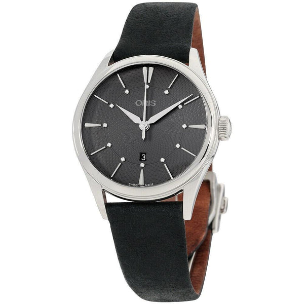 Oris Women's 56177244053LS Artelier  Black Leather Watch