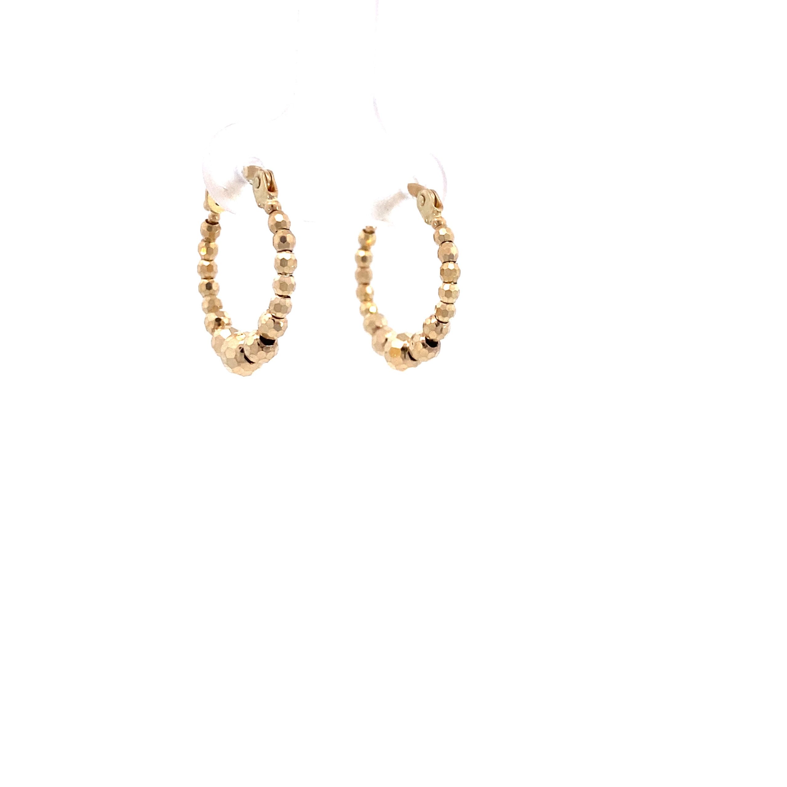14K Gold Diamond Cut Dots Hoops Earrings